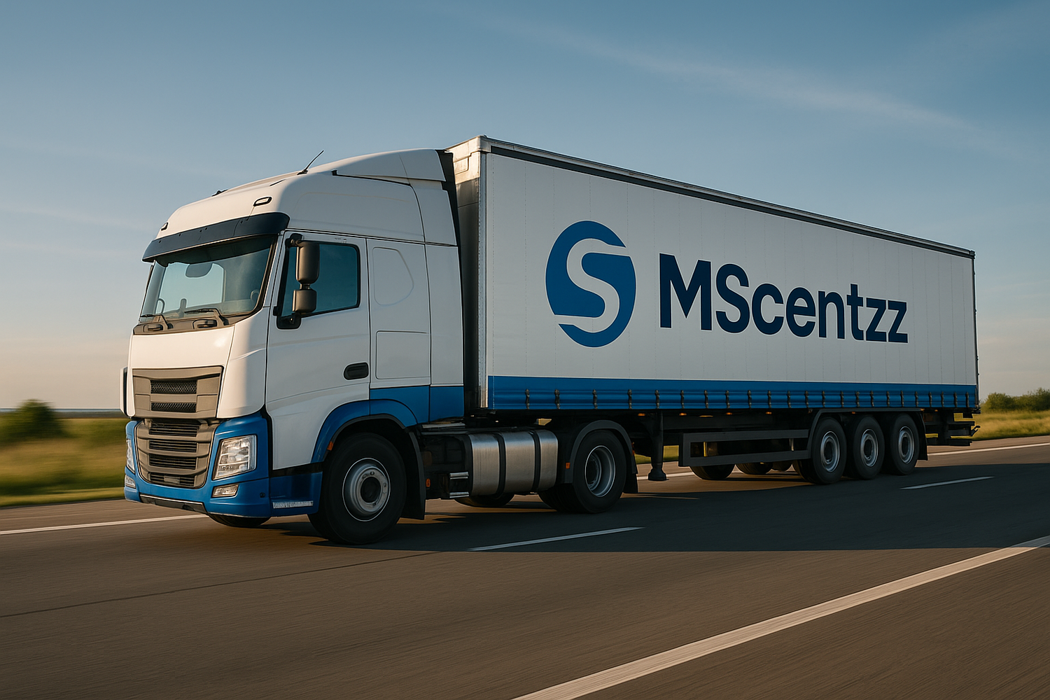 like a truck with MScentzz logo on it. it must be a transport truck shipping something to somewhere